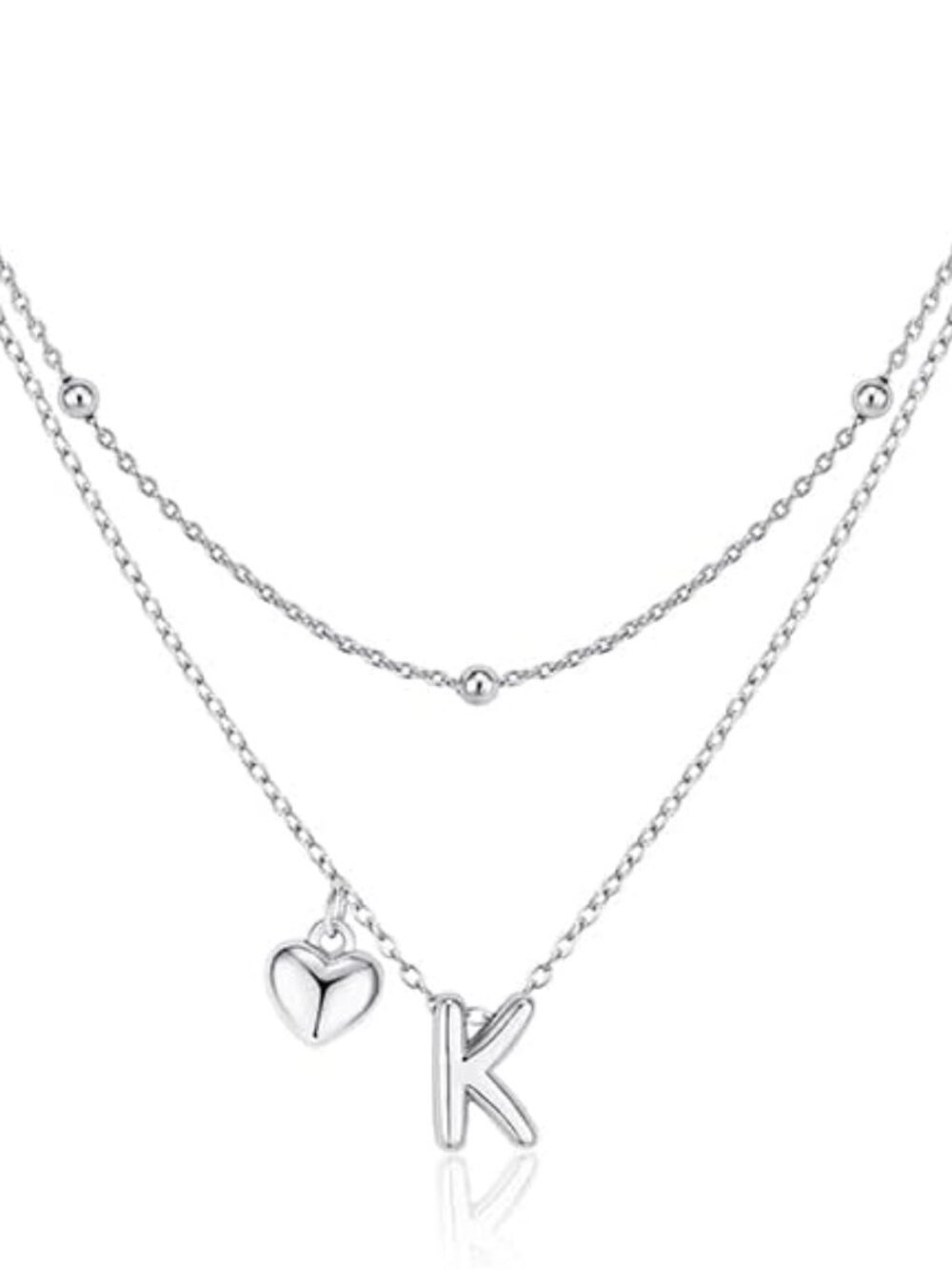 Dainty Heart Initial Necklaces 14K Gold Plated Layered Letter A-Z Pendant Neckla